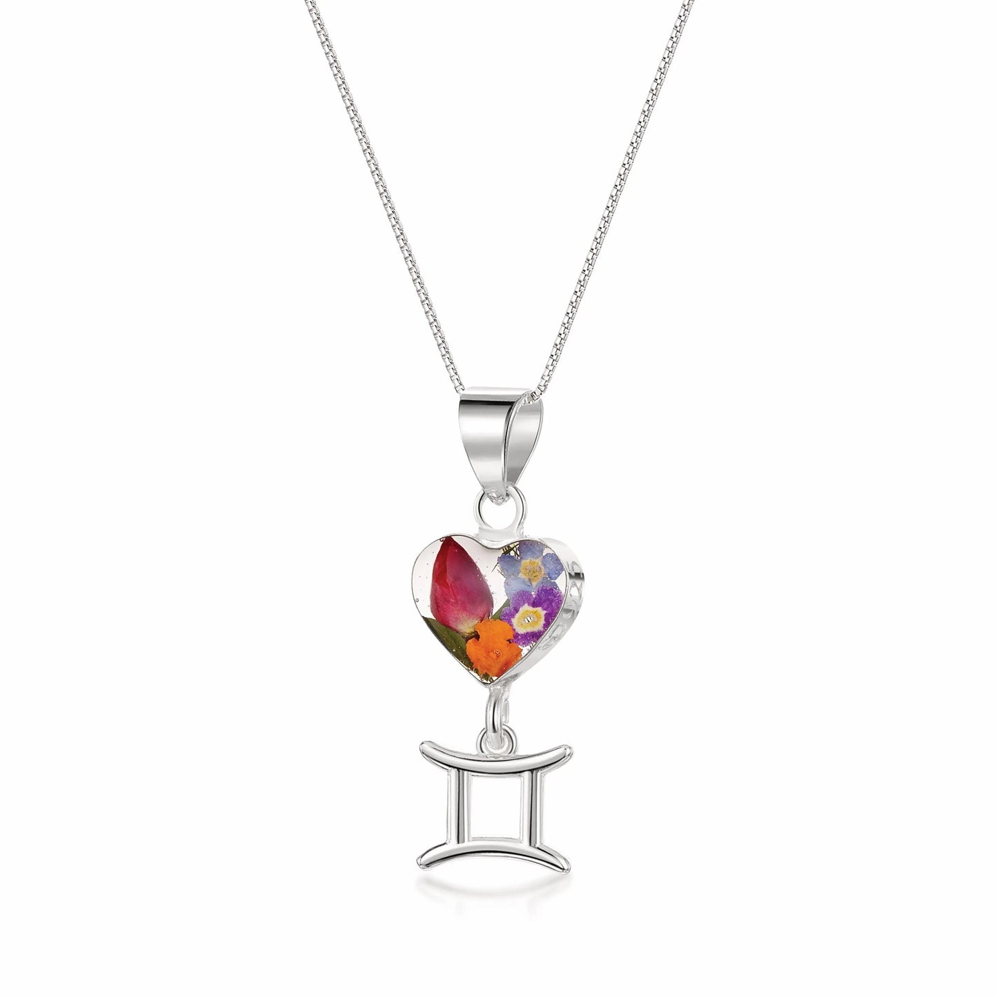 Gemini Necklace - Sterling silver pendant with real flowers & a zodiac charm.  More Options... - ScentiMelti Home Fragrance, Beauty & Gifts UK