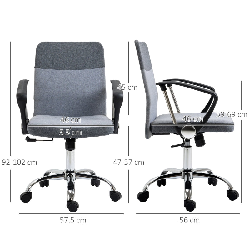 Office Chair gaming chair Linen Fabric Swivel Computer Desk Chair Home Study Adjustable Chair with Wheels, Grey - ScentiMelti Home Fragrance, Beauty & Gifts UK