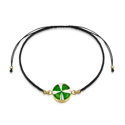 Gold plated black woven bracelet with flower charm - Clover - Round - ScentiMelti Home Fragrance, Beauty & Gifts UK