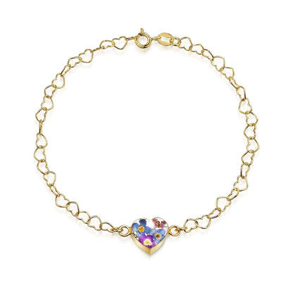 Gold plated Heart linked chain bracelet with flower charm - Purple Haze - Heart - ScentiMelti Home Fragrance, Beauty & Gifts UK