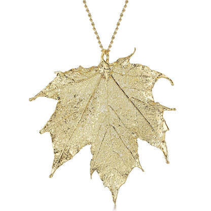 Gold Plated Leaf Necklace with a real Canadian Sugar Maple leaf dipped in gold - 24" chain & giftbox - ScentiMelti Home Fragrance, Beauty & Gifts UK