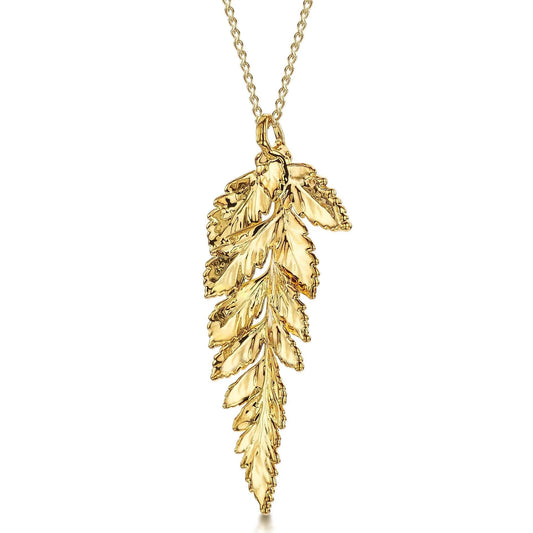 Gold Plated Leaf Necklace with a real fern leaf dipped in gold - 24" chain & giftbox - ScentiMelti Home Fragrance, Beauty & Gifts UK