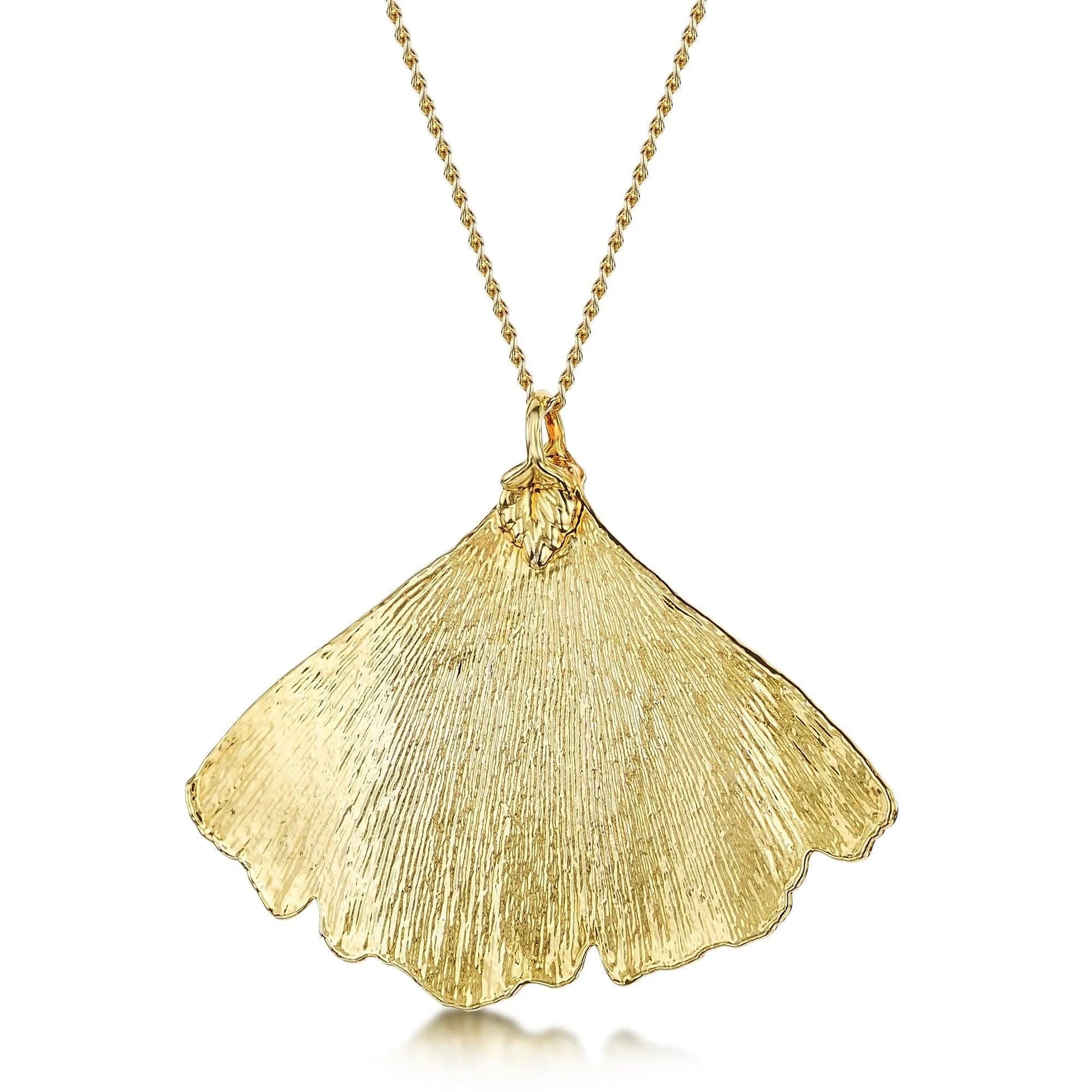 Gold Plated Leaf Necklace with a real Ginkgo leaf dipped in gold - 24" chain & giftbox - ScentiMelti Home Fragrance, Beauty & Gifts UK