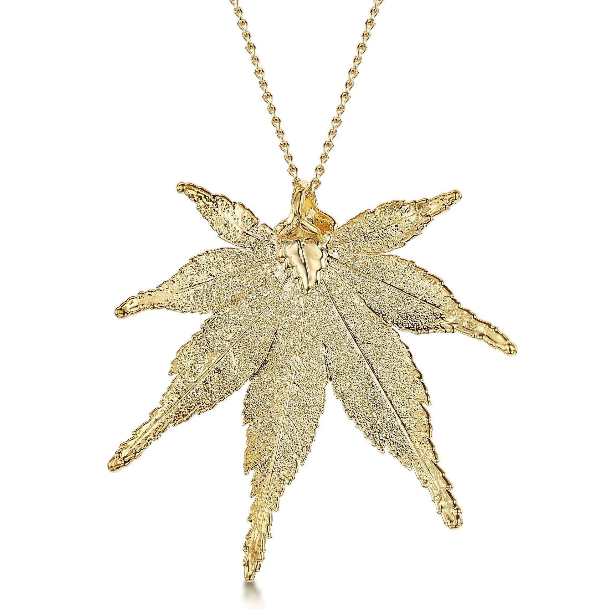 Gold Plated Leaf Necklace with a real Japanese maple Acer leaf dipped in gold - 24" chain & giftbox - ScentiMelti Home Fragrance, Beauty & Gifts UK