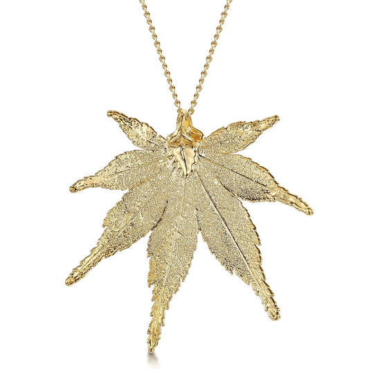 Gold Plated Leaf Necklace with a real Japanese maple Acer leaf dipped in gold - 24" chain & giftbox - ScentiMelti Home Fragrance, Beauty & Gifts UK