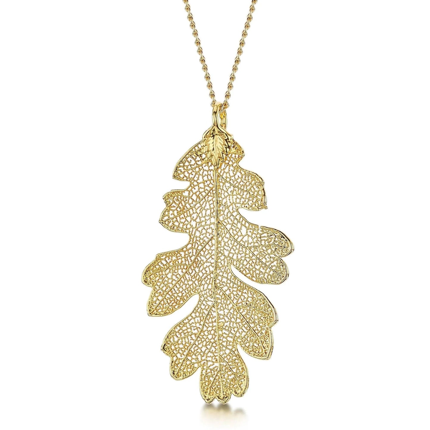 Gold Plated Leaf Necklace with a real Oak leaf dipped in gold - 24" chain & giftbox - ScentiMelti Home Fragrance, Beauty & Gifts UK