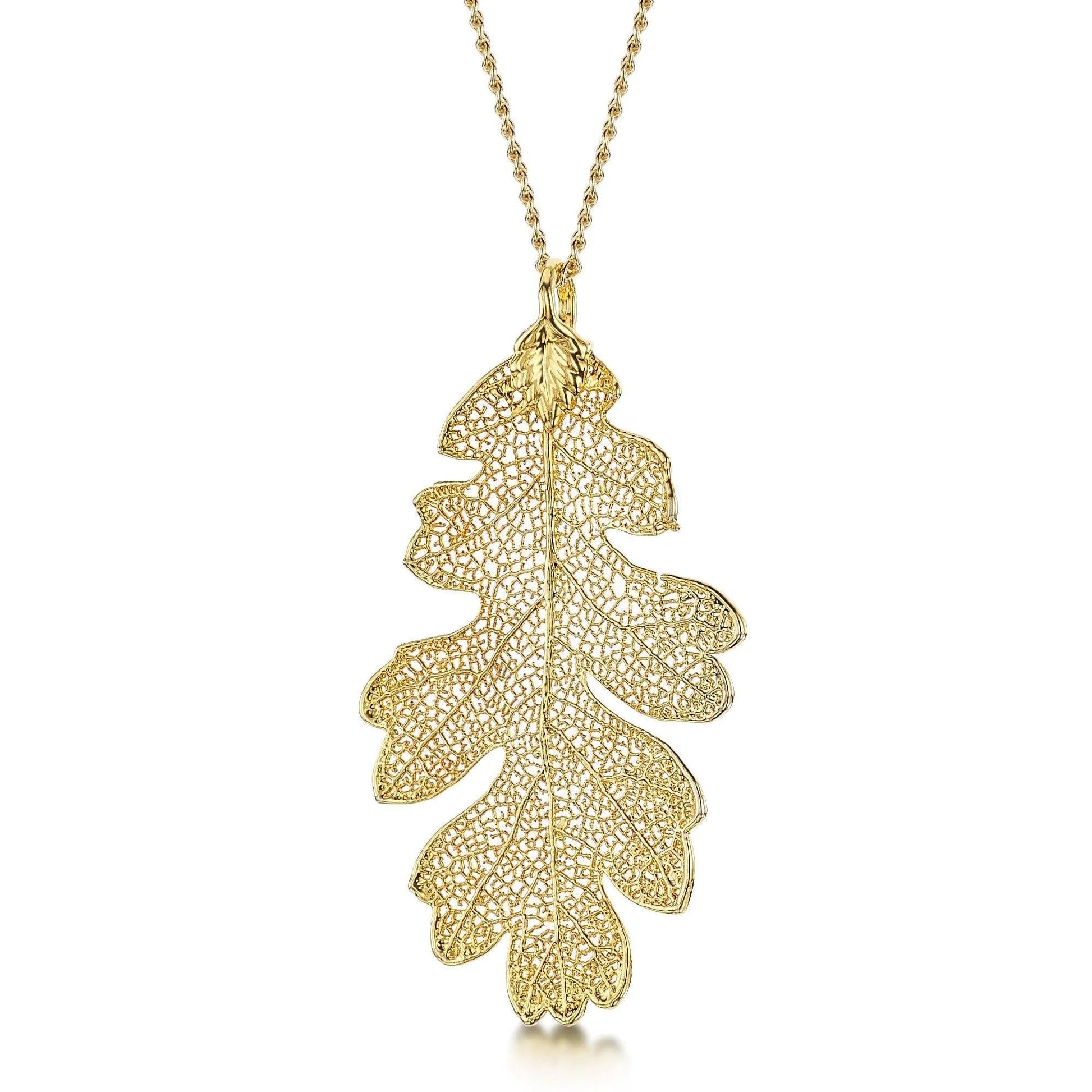 Gold Plated Leaf Necklace with a real Oak leaf dipped in gold - 24" chain & giftbox - ScentiMelti Home Fragrance, Beauty & Gifts UK