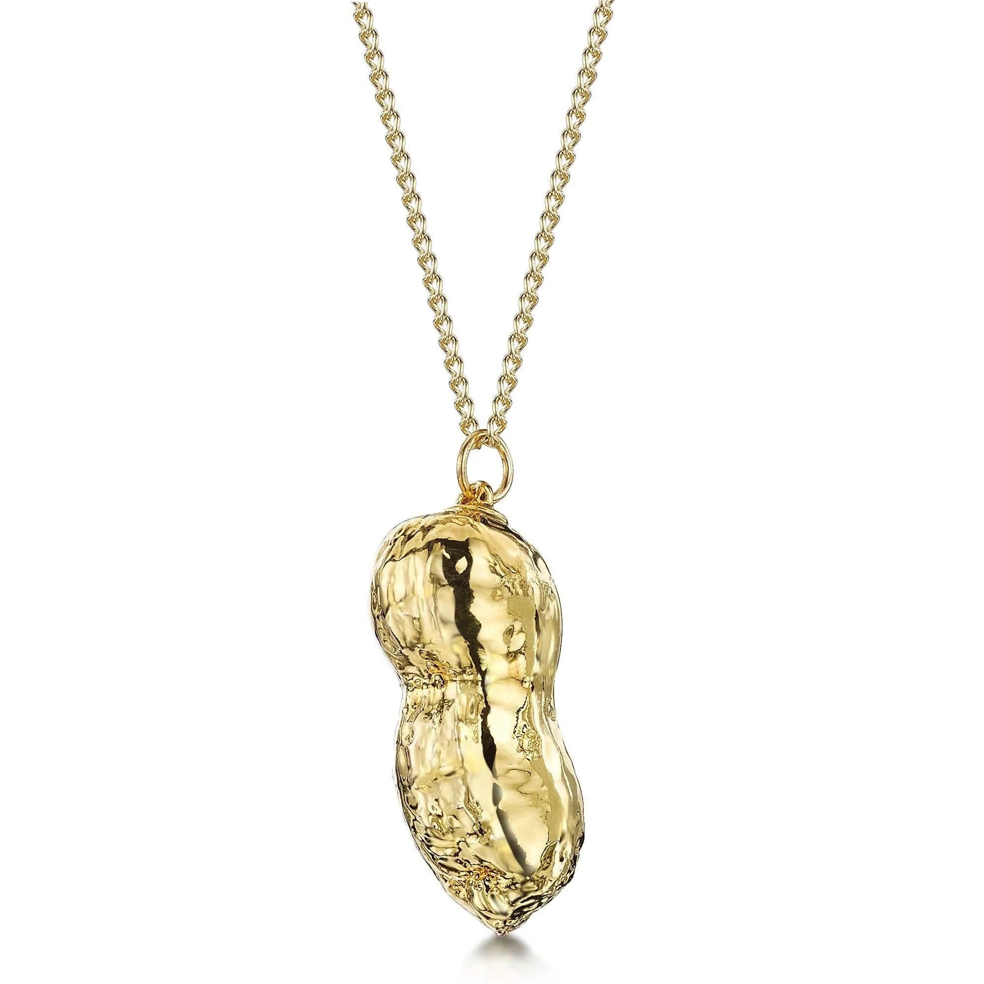 Gold Plated Leaf Necklace with a real Peanut dipped in gold - 24" chain & giftbox - ScentiMelti Home Fragrance, Beauty & Gifts UK