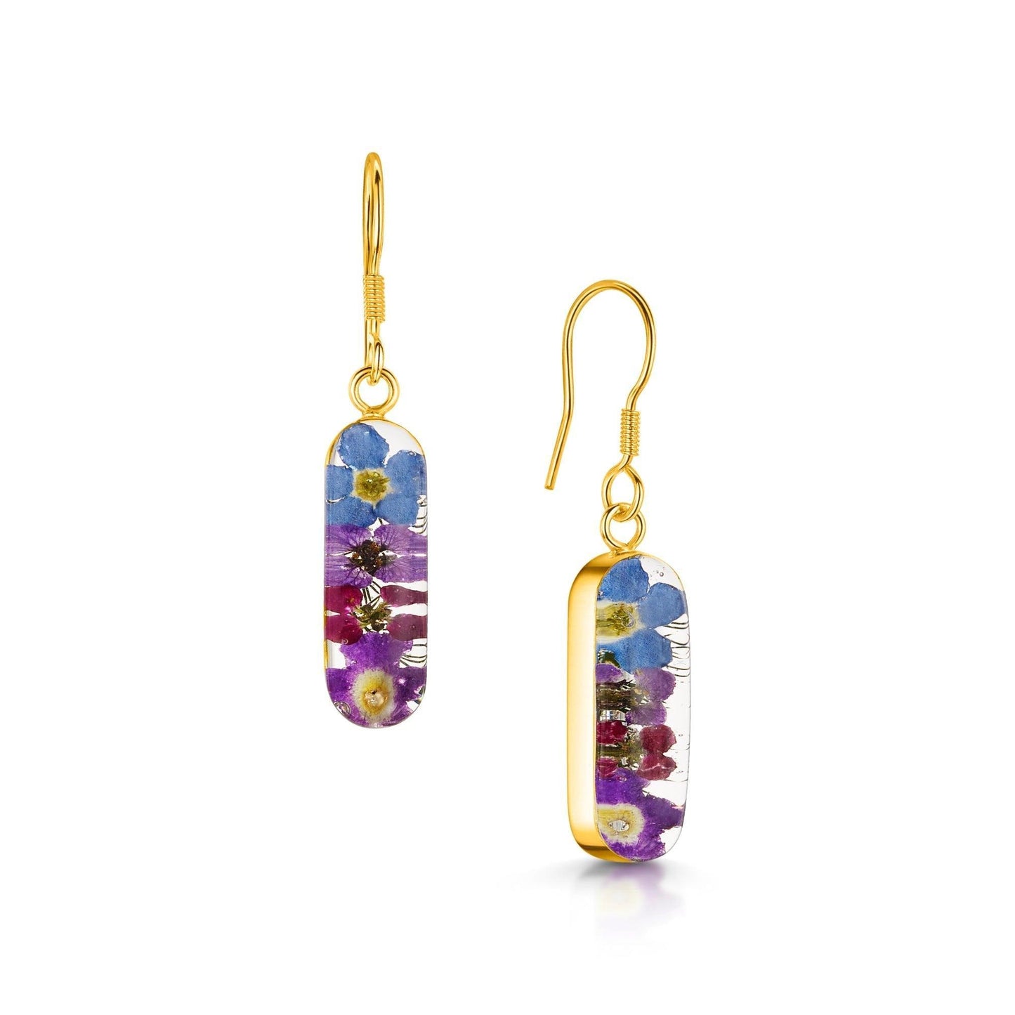 Gold-plated Silver Purple haze drop earrings 'Leela' vertical bar - ScentiMelti Home Fragrance, Beauty & Gifts UK