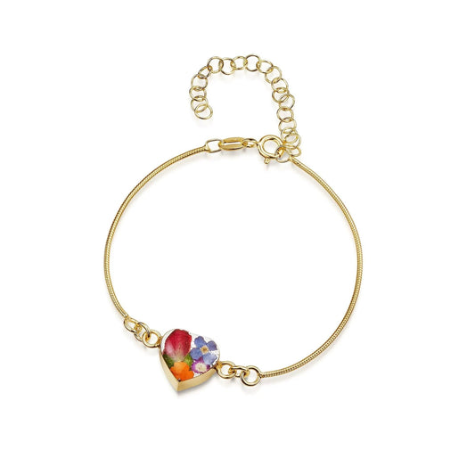 Gold plated snake bracelet with flower charm - Mixed flower - Heart - ScentiMelti Home Fragrance, Beauty & Gifts UK