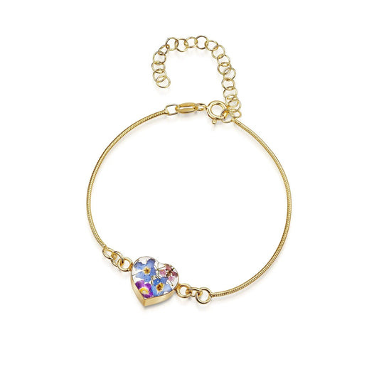 Gold plated snake bracelet with flower charm - Purple Haze - Heart - ScentiMelti Home Fragrance, Beauty & Gifts UK