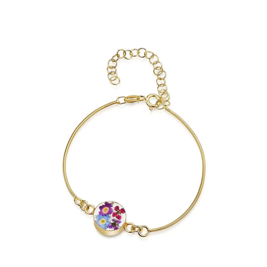 Gold plated snake bracelet with flower charm - Purple Haze - Round - ScentiMelti Home Fragrance, Beauty & Gifts UK