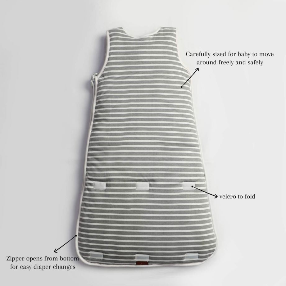 Grey Strips Baby Sleeping Bag Cotton Passion UK ScentiMelti Wax Melts