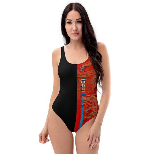 Half Black Half Hónghǎi - Womens One-Piece Swimsuit