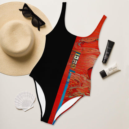 Half Black Half Hónghǎi - Womens One-Piece Swimsuit - ScentiMelti Home Fragrance, Beauty & Gifts UK