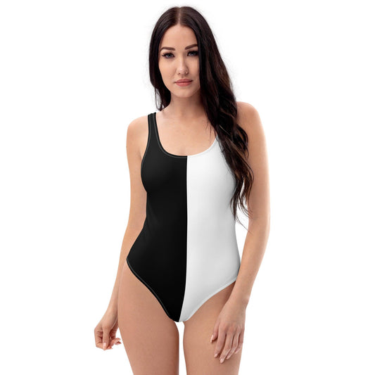 Half Black Half White - Womens One-Piece Swimsuit - ScentiMelti Home Fragrance, Beauty & Gifts UK