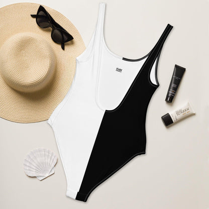 Half Black Half White - Womens One-Piece Swimsuit - ScentiMelti Home Fragrance, Beauty & Gifts UK