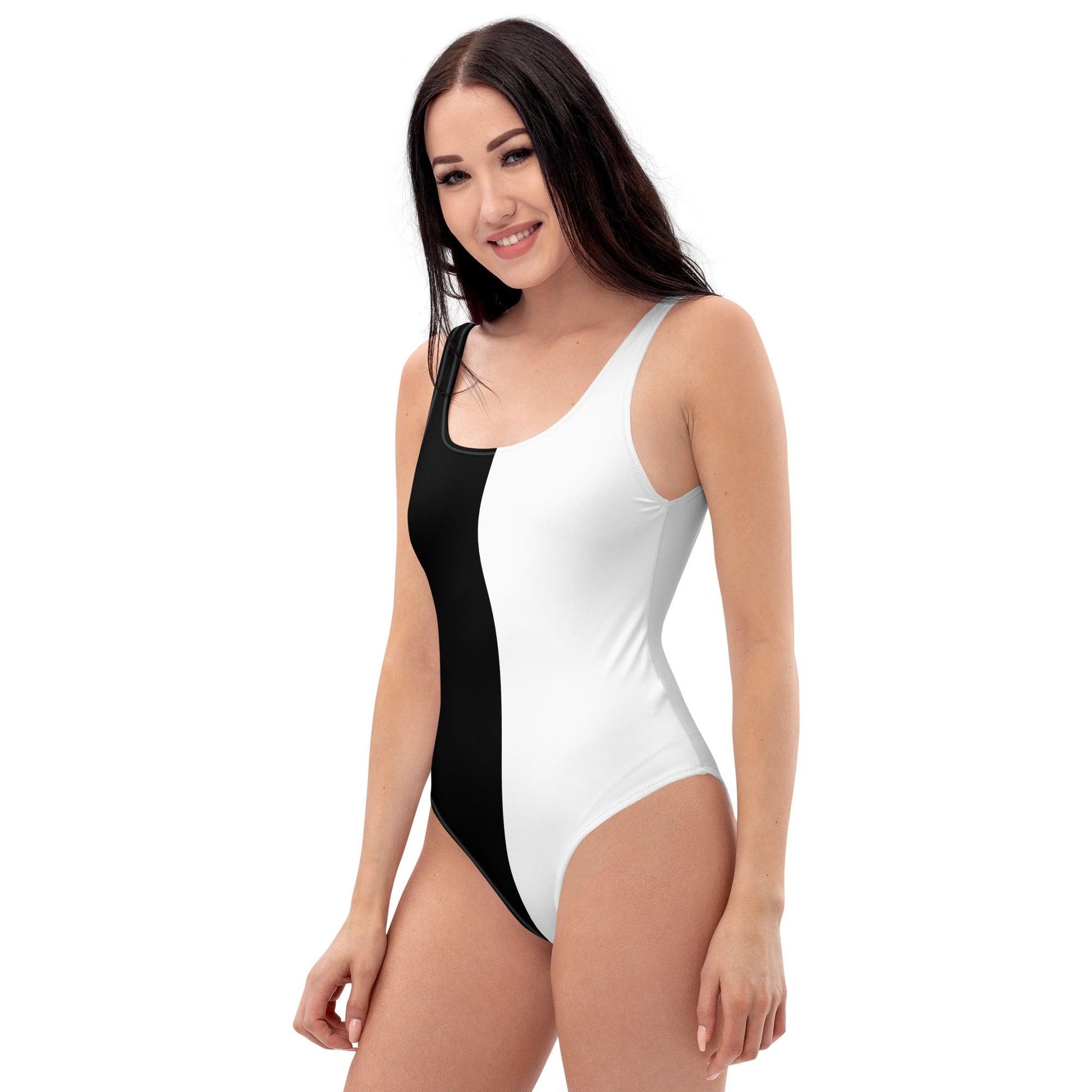 Half Black Half White - Womens One-Piece Swimsuit - ScentiMelti Home Fragrance, Beauty & Gifts UK