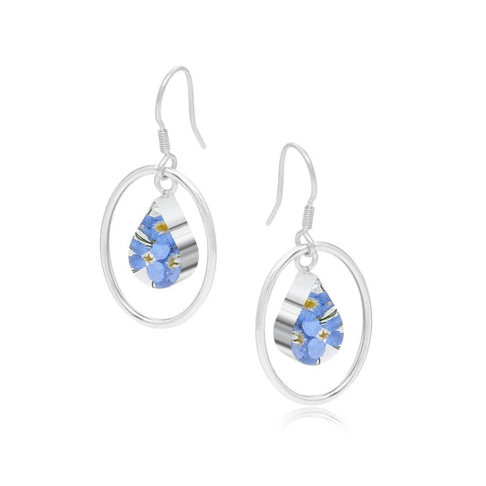 Sterling Silver Forget-Me-Not Dangle Earrings with Teardrop Charm - ScentiMelti Home Fragrance, Beauty & Gifts UK