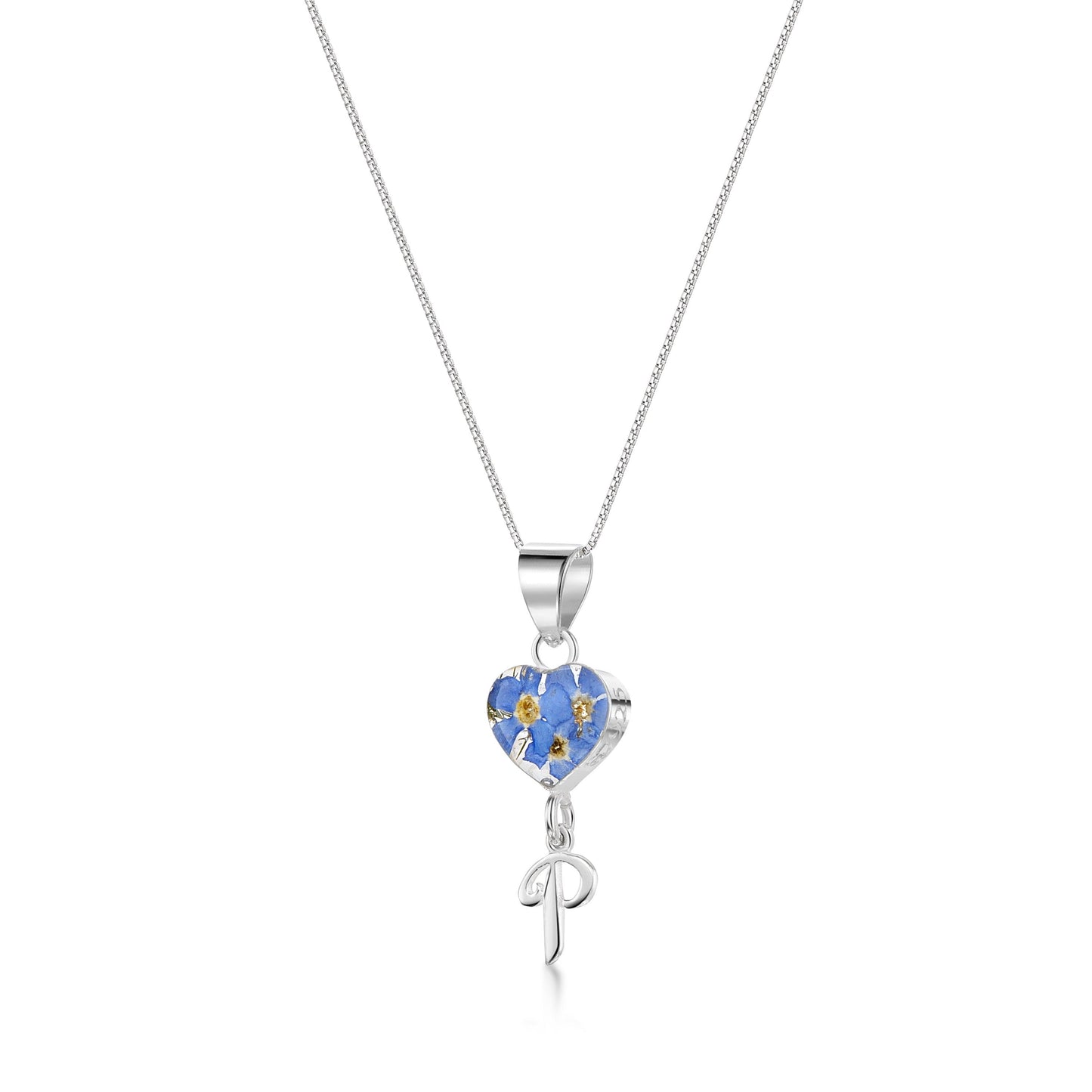 Handmade Sterling Silver Forget-Me-Not Pendant Necklaces with Initial Charm & forget me nots - ScentiMelti Home Fragrance, Beauty & Gifts UK