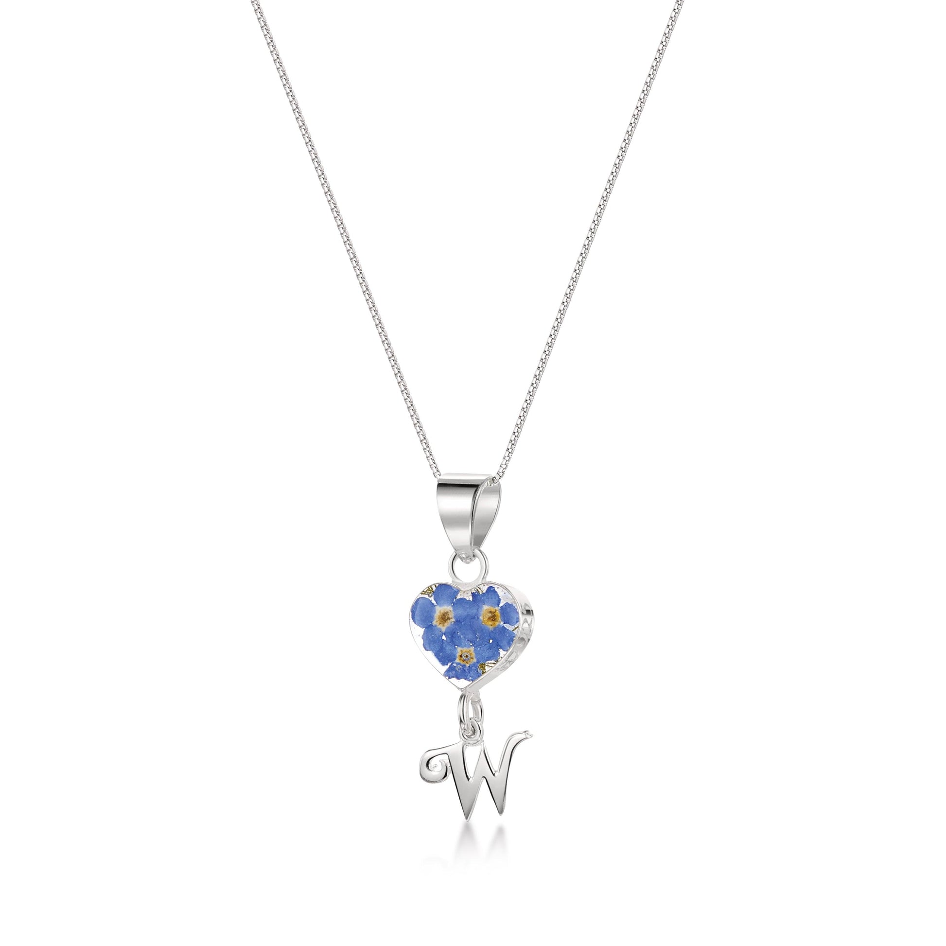 Handmade Sterling Silver Forget-Me-Not Pendant Necklaces with Initial Charm & forget me nots - ScentiMelti Home Fragrance, Beauty & Gifts UK