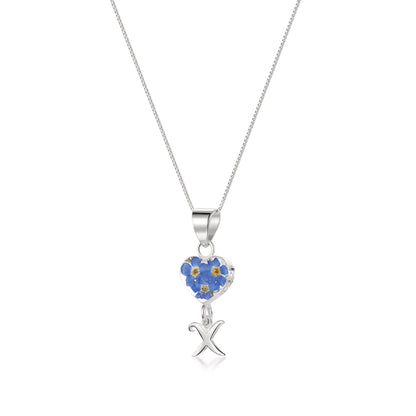 Handmade Sterling Silver Forget-Me-Not Pendant Necklaces with Initial Charm & forget me nots - ScentiMelti Home Fragrance, Beauty & Gifts UK