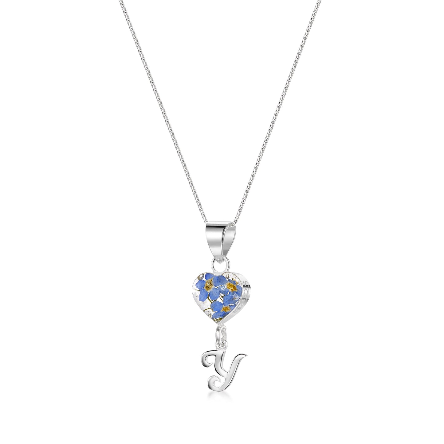 Handmade Sterling Silver Forget-Me-Not Pendant Necklaces with Initial Charm & forget me nots - ScentiMelti Home Fragrance, Beauty & Gifts UK