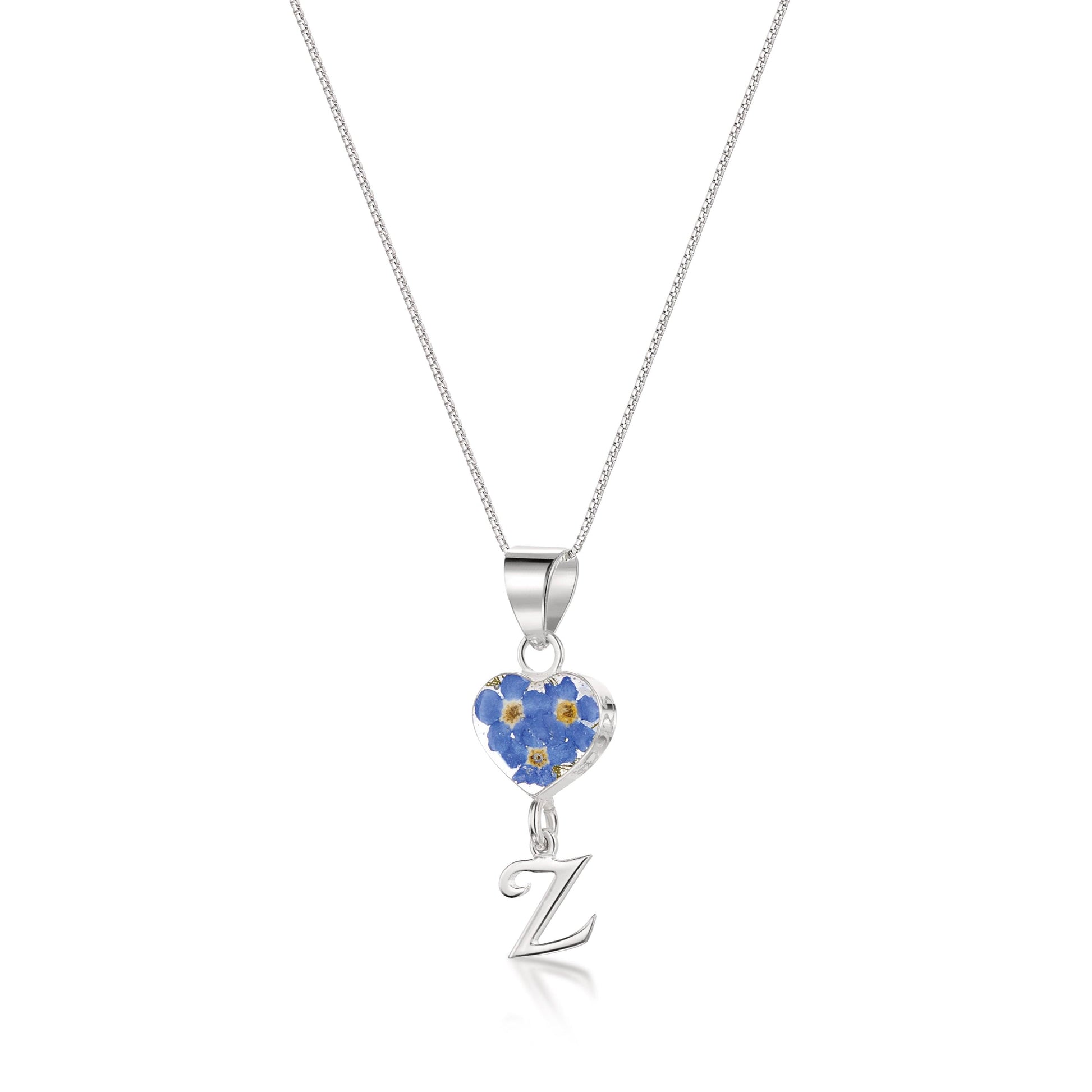 Handmade Sterling Silver Forget-Me-Not Pendant Necklaces with Initial Charm & forget me nots - ScentiMelti Home Fragrance, Beauty & Gifts UK