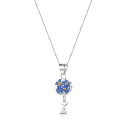 Handmade Sterling Silver Forget-Me-Not Pendant Necklaces with Initial Charm & forget me nots - ScentiMelti Home Fragrance, Beauty & Gifts UK