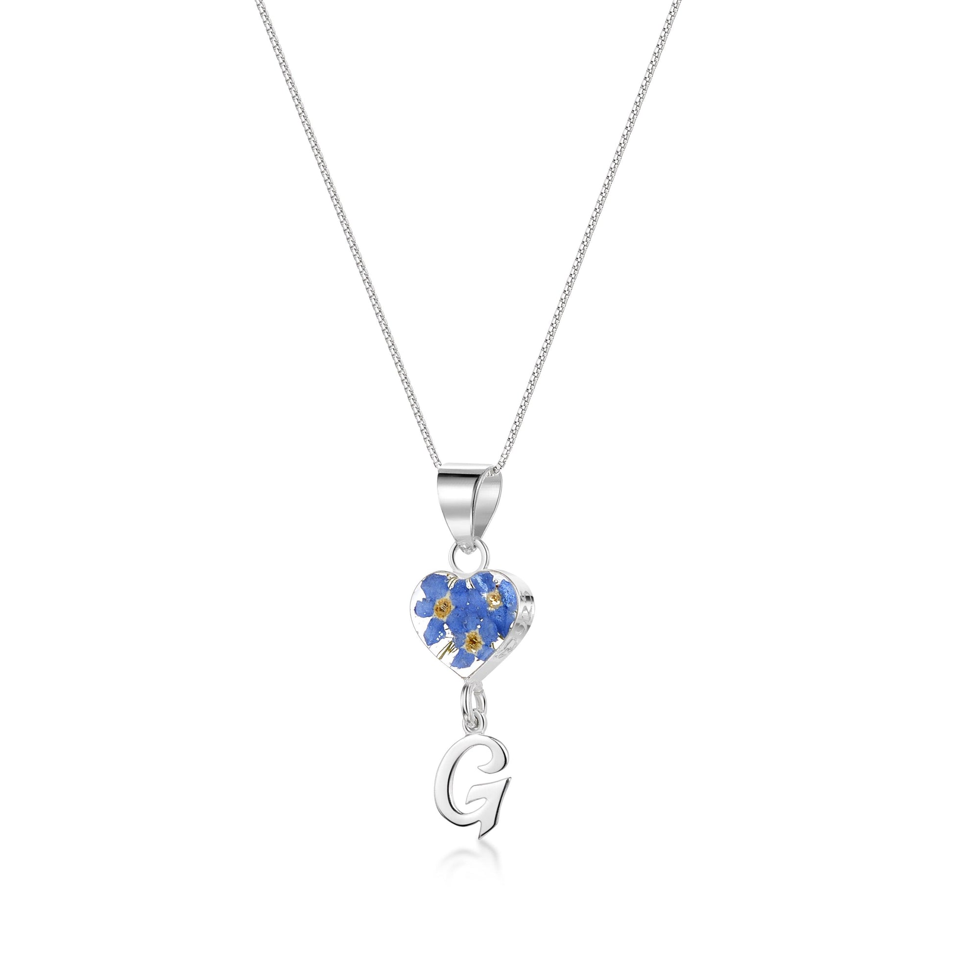 Handmade Sterling Silver Forget-Me-Not Pendant Necklaces with Initial Charm & forget me nots - ScentiMelti Home Fragrance, Beauty & Gifts UK