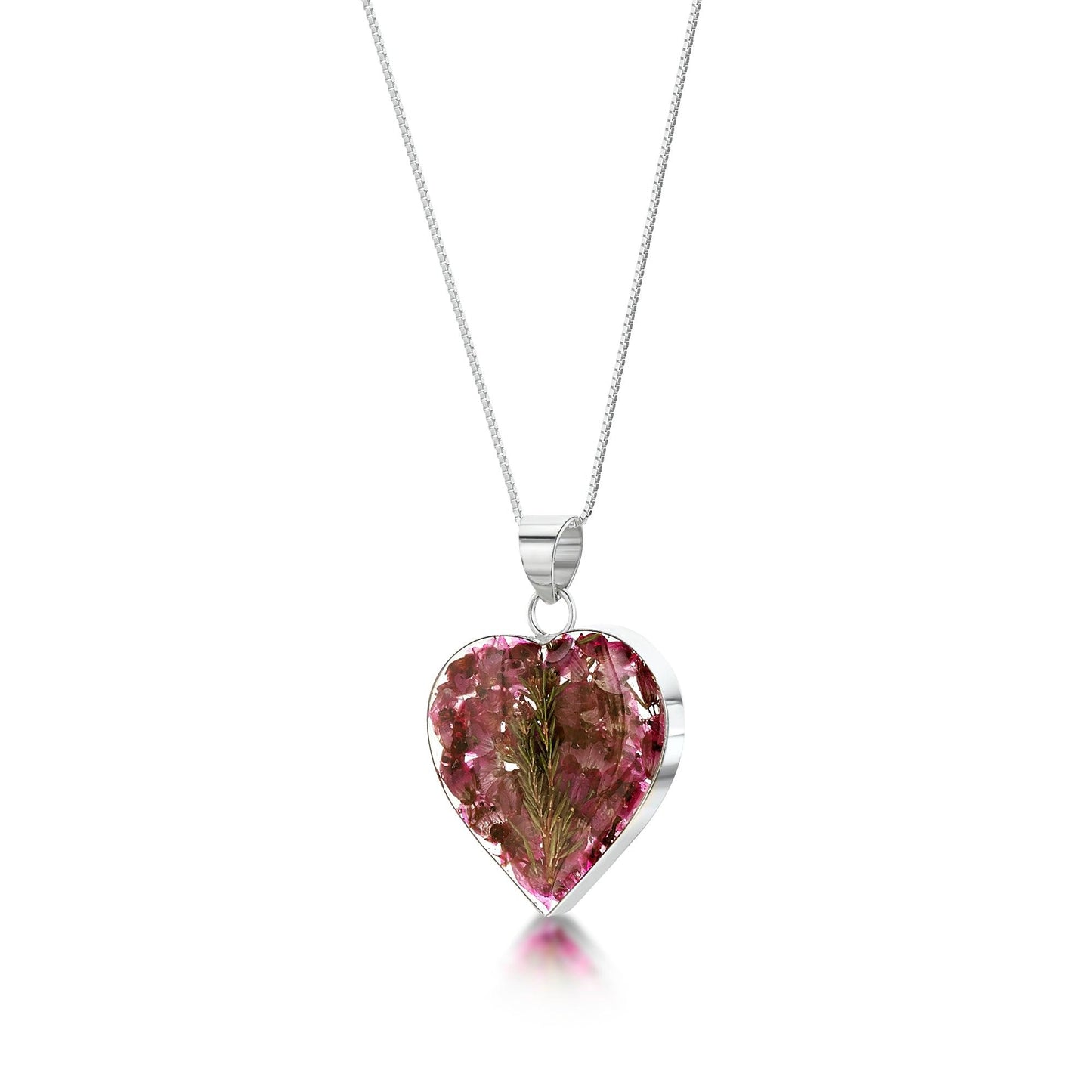 Handmade Sterling Silver Medium Heart Heather Pendant | Unique Floral Design - ScentiMelti Home Fragrance, Beauty & Gifts UK