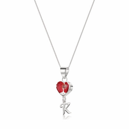 Handmade Sterling Silver Pendant Necklaces with Initial Charm & mini poppy (Euphorbia Milii) - ScentiMelti Home Fragrance, Beauty & Gifts UK