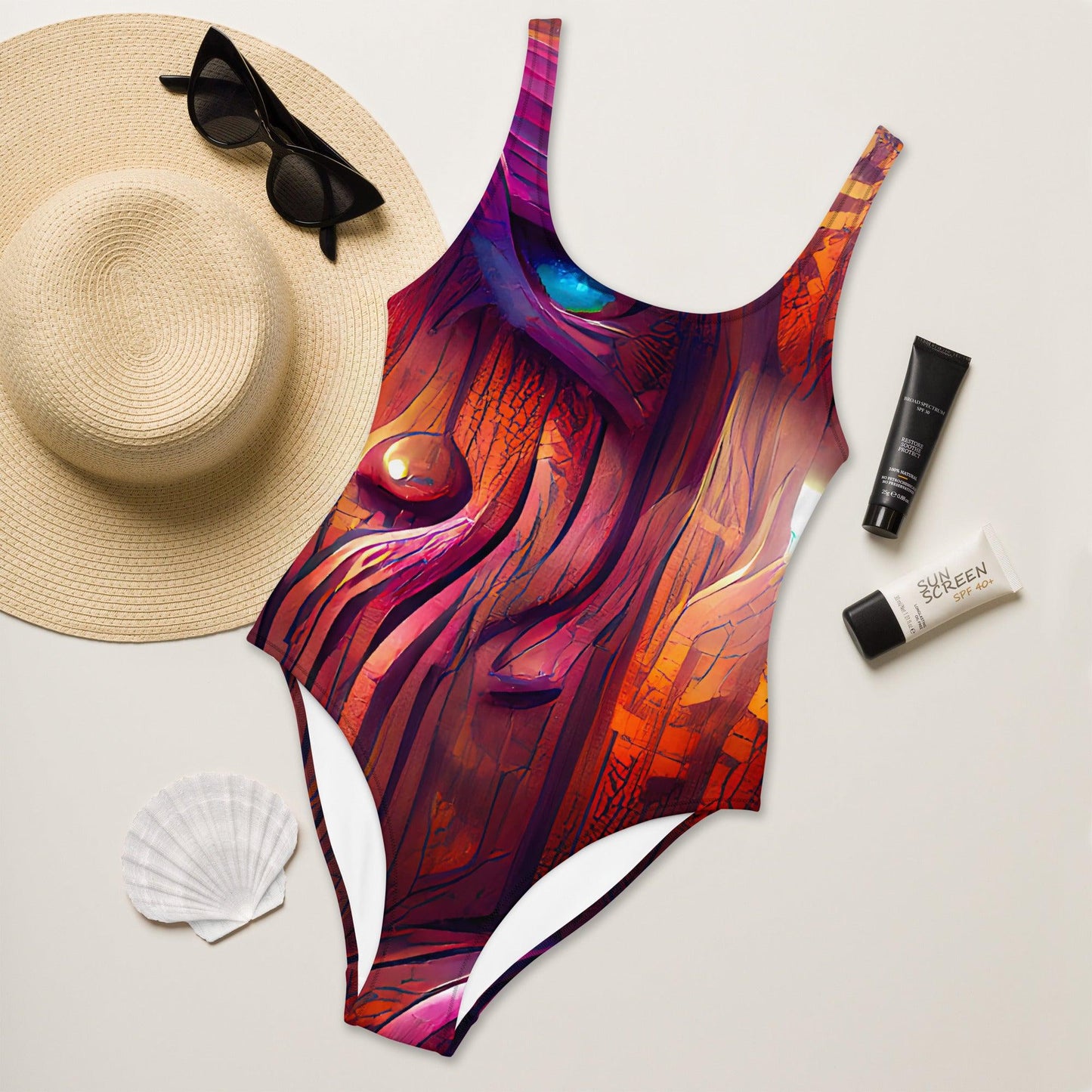 Hardwood - Womens One-Piece Swimsuit - ScentiMelti Home Fragrance, Beauty & Gifts UK