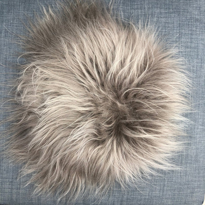 Icelandic Sheepskin Roundie Seat Cover Taupe Long 35cm - ScentiMelti Home Fragrance, Beauty & Gifts UK