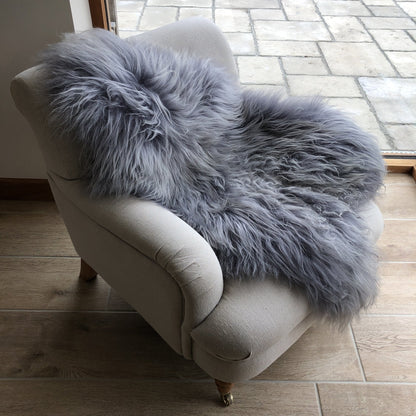 Icelandic Sheepskin Rug Cool Grey Long Fur Throw Wildash London ScentiMelti Wax Melts