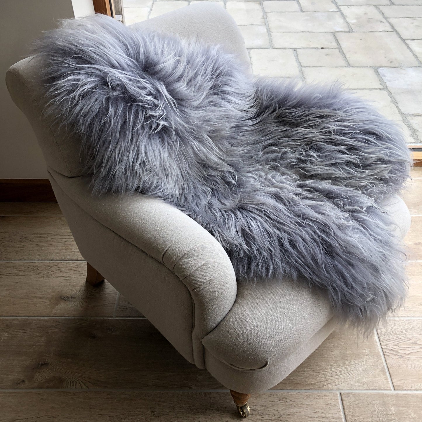 Icelandic Sheepskin Rug Cool Grey Long Fur Throw Wildash London ScentiMelti Wax Melts