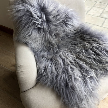 Icelandic Sheepskin Rug Cool Grey Long Fur Throw Wildash London ScentiMelti Wax Melts