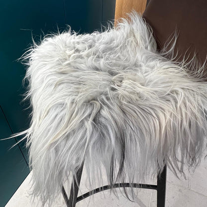 Icelandic Sheepskin Square Long Fur Seat Cover 37cm Natural Grey - ScentiMelti Home Fragrance, Beauty & Gifts UK