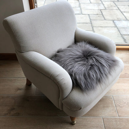 Icelandic Sheepskin Square Seat Cover 37cm Cool Grey - ScentiMelti Home Fragrance, Beauty & Gifts UK