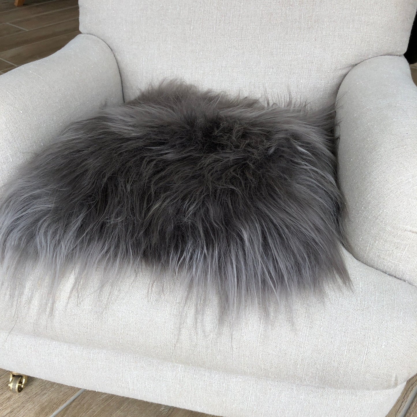 Icelandic Sheepskin Square Seat Cover 37cm Cool Grey - ScentiMelti Home Fragrance, Beauty & Gifts UK