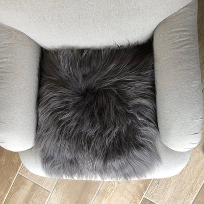 Icelandic Sheepskin Square Seat Cover 37cm Cool Grey - ScentiMelti Home Fragrance, Beauty & Gifts UK