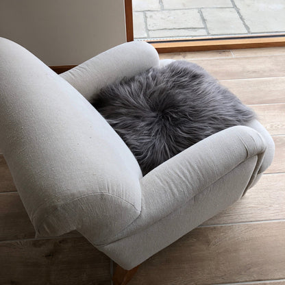 Icelandic Sheepskin Square Seat Cover 37cm Cool Grey - ScentiMelti Home Fragrance, Beauty & Gifts UK