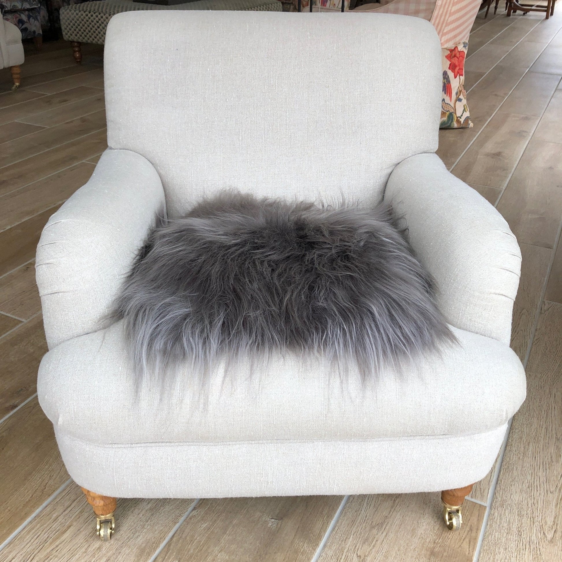 Icelandic Sheepskin Square Seat Cover 37cm Cool Grey - ScentiMelti Home Fragrance, Beauty & Gifts UK