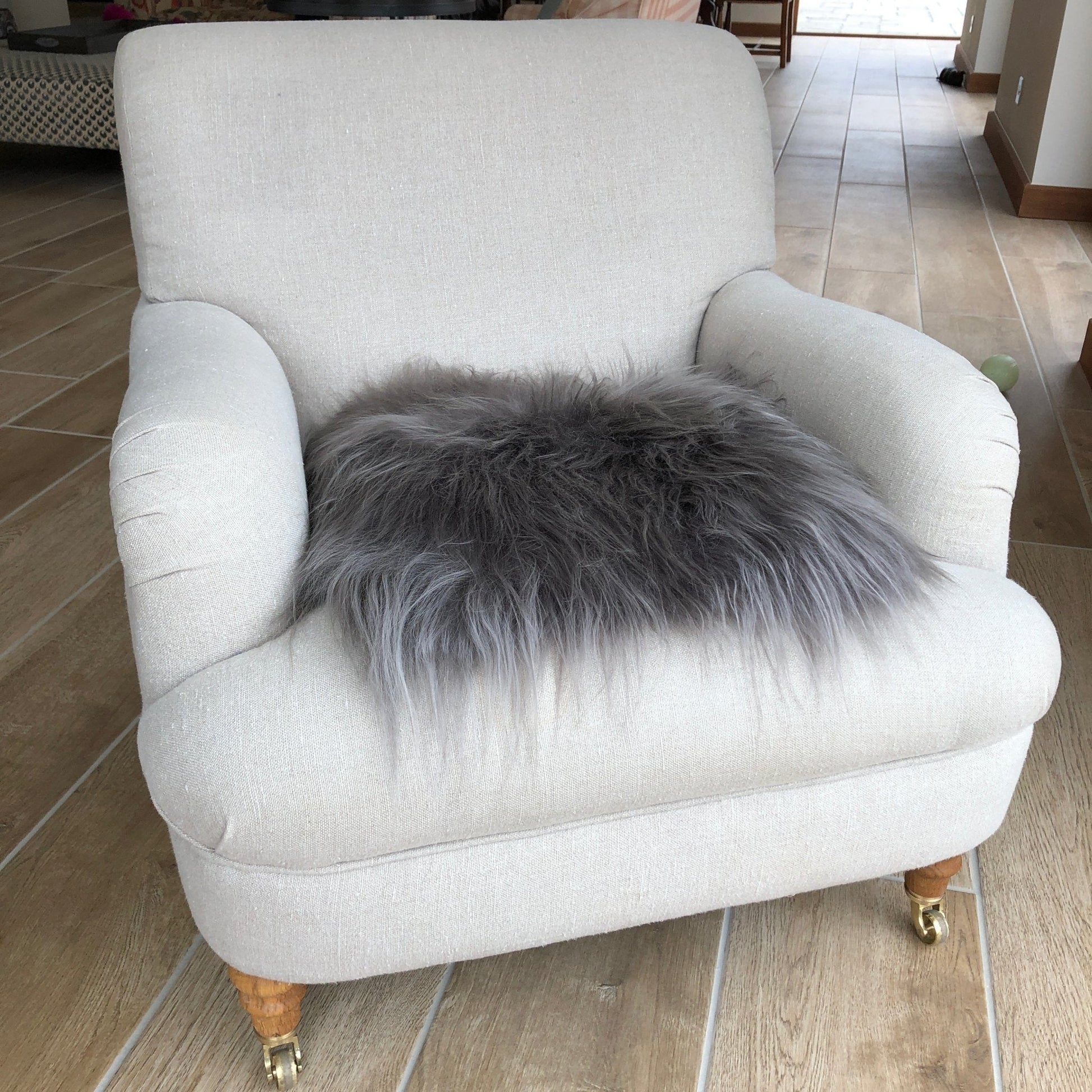 Icelandic Sheepskin Square Seat Cover 37cm Cool Grey - ScentiMelti Home Fragrance, Beauty & Gifts UK