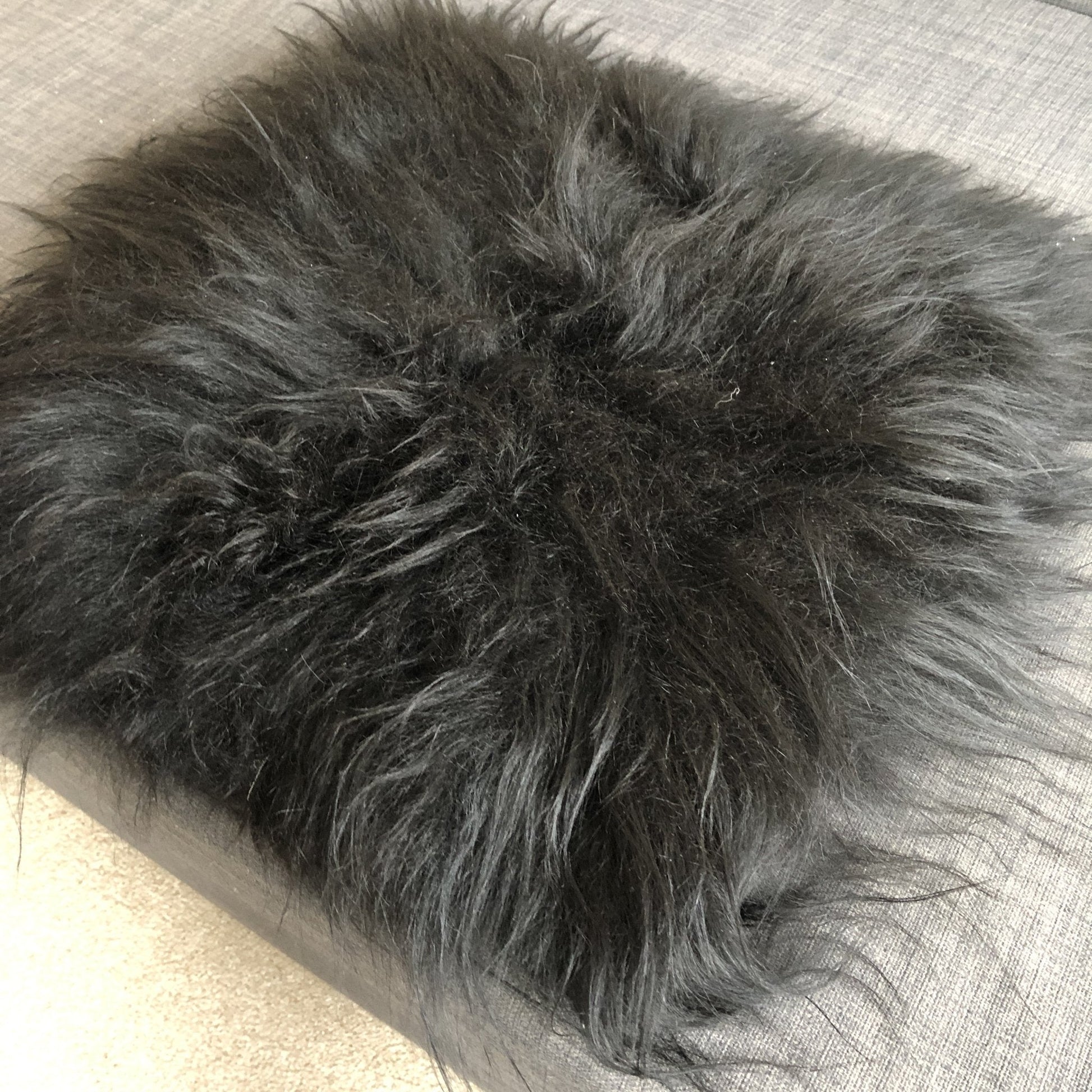 Icelandic Sheepskin Square Seat Cover 37cm Long Fur Natural Black - ScentiMelti Home Fragrance, Beauty & Gifts UK