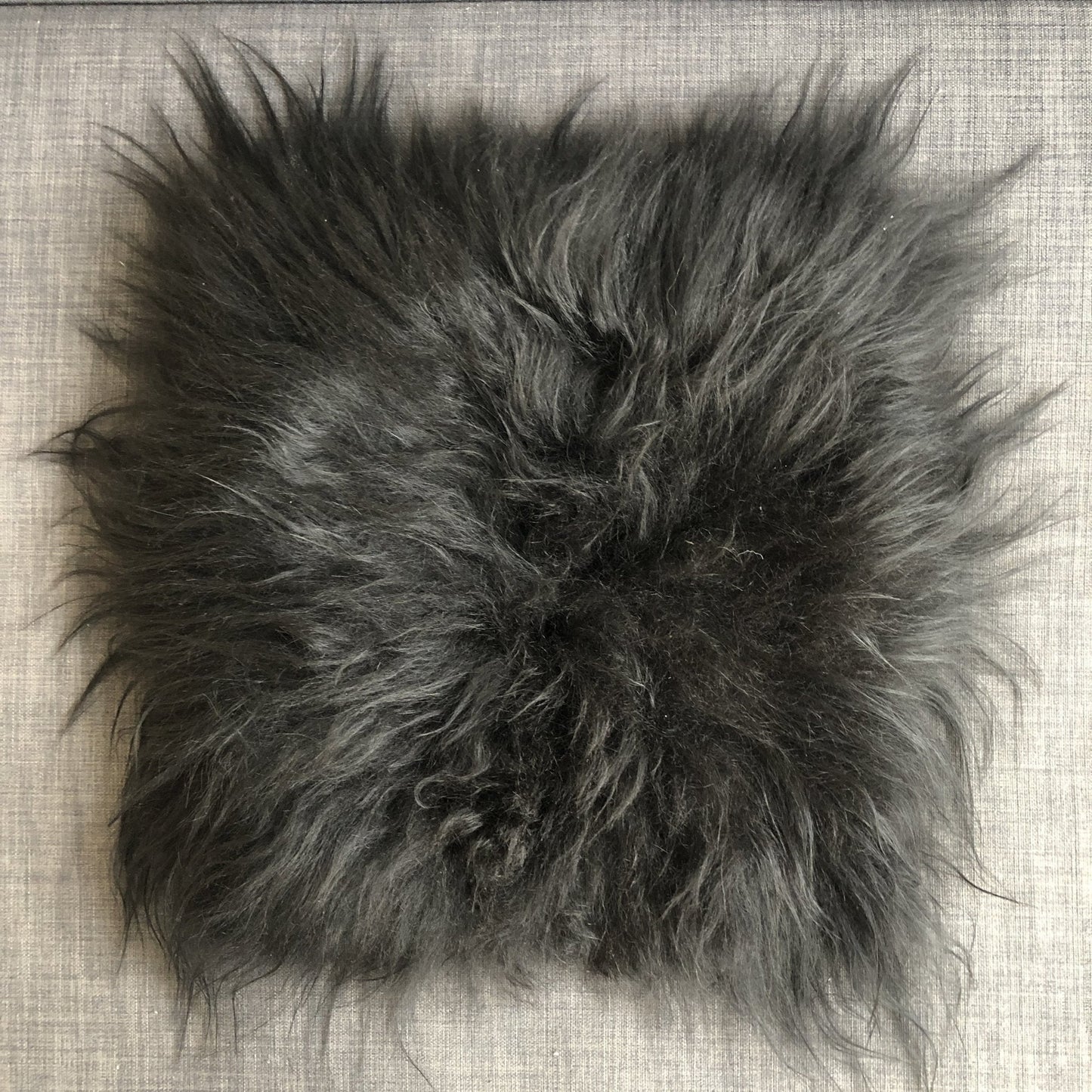 Icelandic Sheepskin Square Seat Cover 37cm Long Fur Natural Black - ScentiMelti Home Fragrance, Beauty & Gifts UK