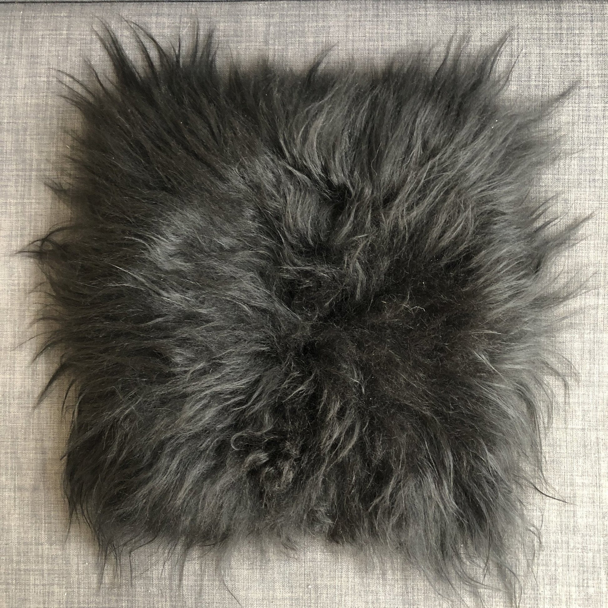 Icelandic Sheepskin Square Seat Cover 37cm Long Fur Natural Black - ScentiMelti Home Fragrance, Beauty & Gifts UK