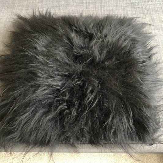 Icelandic Sheepskin Square Seat Cover 37cm Long Fur Natural Black - ScentiMelti Home Fragrance, Beauty & Gifts UK