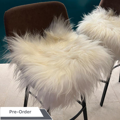 Icelandic Sheepskin Square Seat Cover 37cm Long Fur Natural White - ScentiMelti Home Fragrance, Beauty & Gifts UK