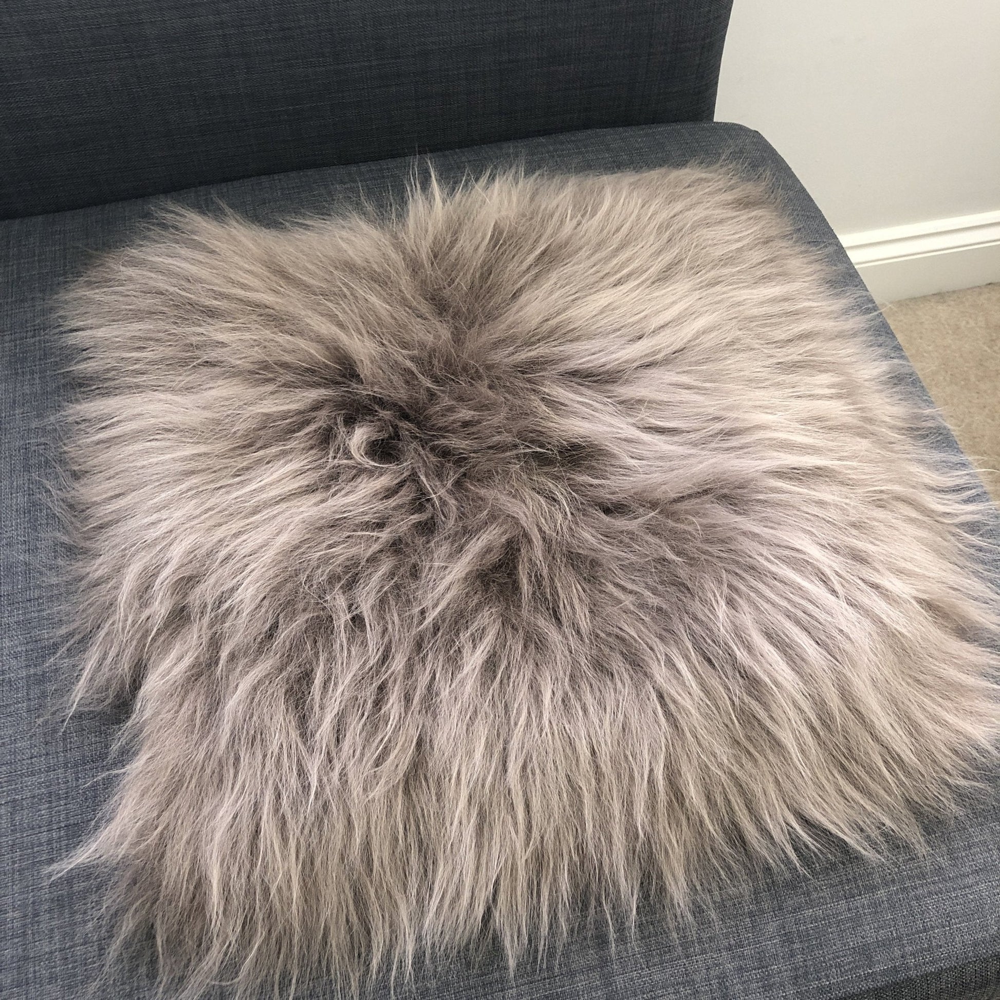 Icelandic Sheepskin Square Seat Cover 37cm Taupe - ScentiMelti Home Fragrance, Beauty & Gifts UK